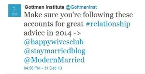 Gottman Twitter Recommendation Relationship and Marriage Advice